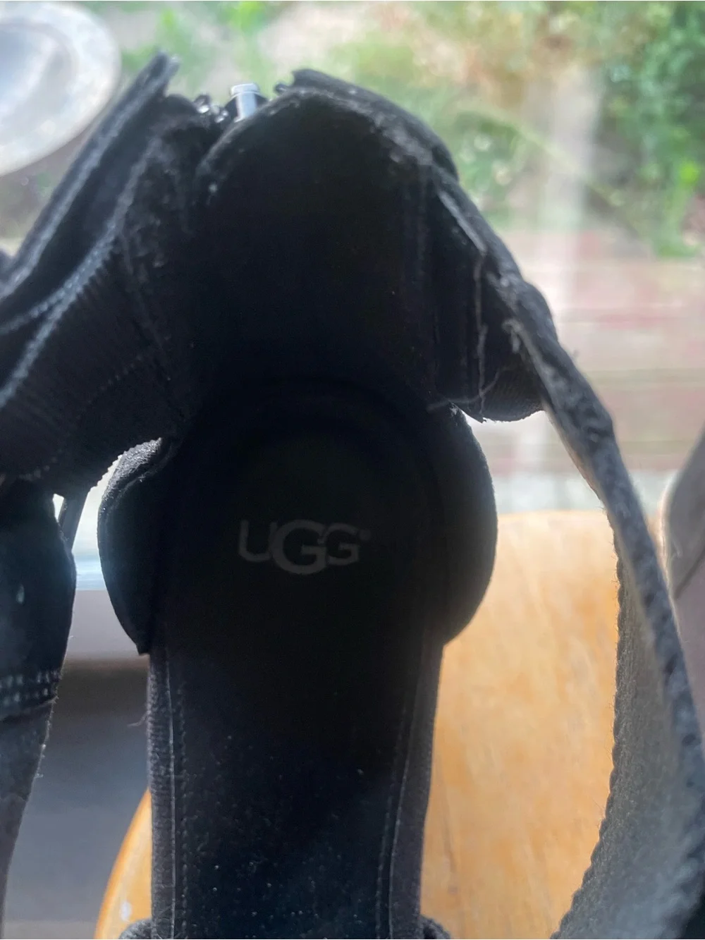 Black Wedge Sandals with Crisscross Straps - Women UGG 8.5 size good condition